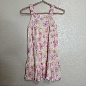 Rachel Zoe Linen Blend Kids Girls Size 7/8 Pink Yellow Floral Midi Dress